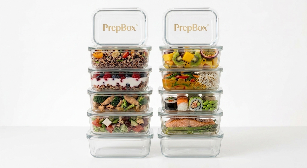PrepBox Core- Lasinen ruoansäilytysastiasetti 10kpl Lounas + Päivällinen (Ma–Pe)