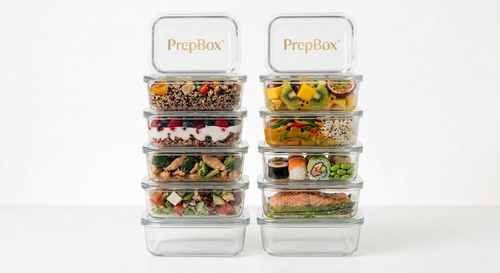 PrepBox Core- Lasinen ruoansäilytysastiasetti 10kpl Lounas + Päivällinen (Ma–Pe)