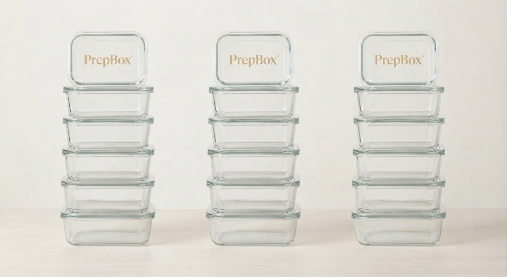 PrepBox Ultimate- Lasinen ruoansäilytysastiasetti 15kpl Koko viikko + Pakastus