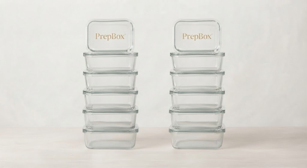 PrepBox Core- Lasinen ruoansäilytysastiasetti 10kpl Lounas + Päivällinen (Ma–Pe)